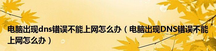 如何解决笔记本DNS异常无法上网问题（解决笔记本DNS异常的有效方法，让您恢复上网畅通无阻）